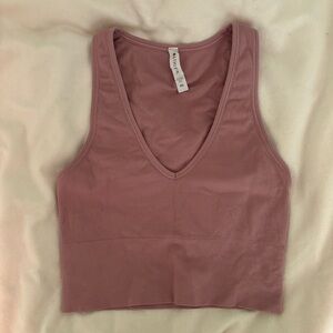 Athleta Pink V-neck Fitted Crop Tank Top